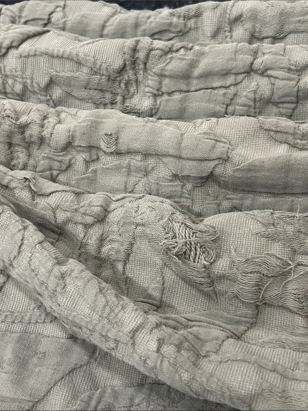 Restoration Hardware Quilted Belgian Linen Distressed Euro Cal King Green/Gray